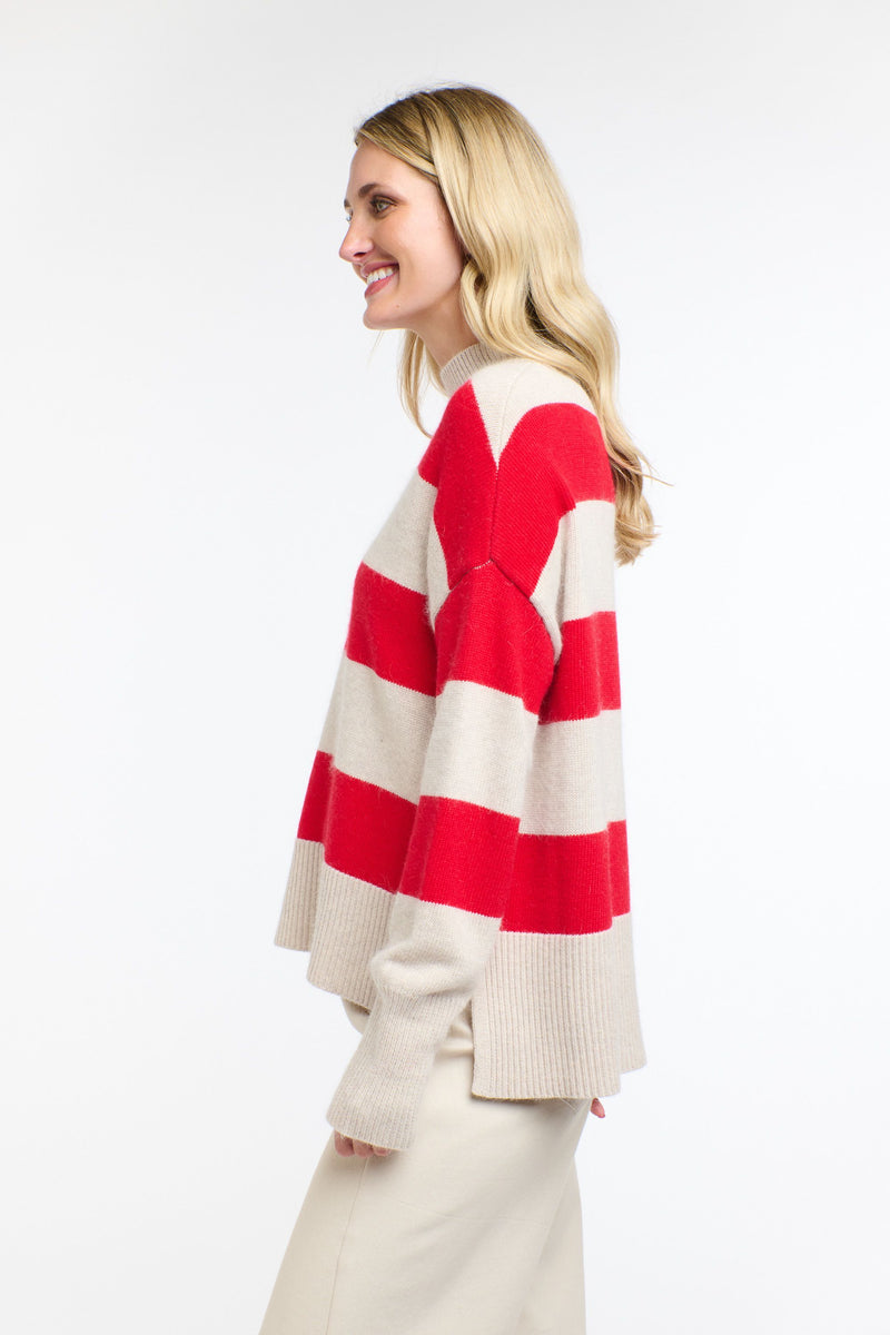 Gracie Angora Stripe Knit Red