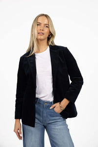 Vava Velour Coat Navy