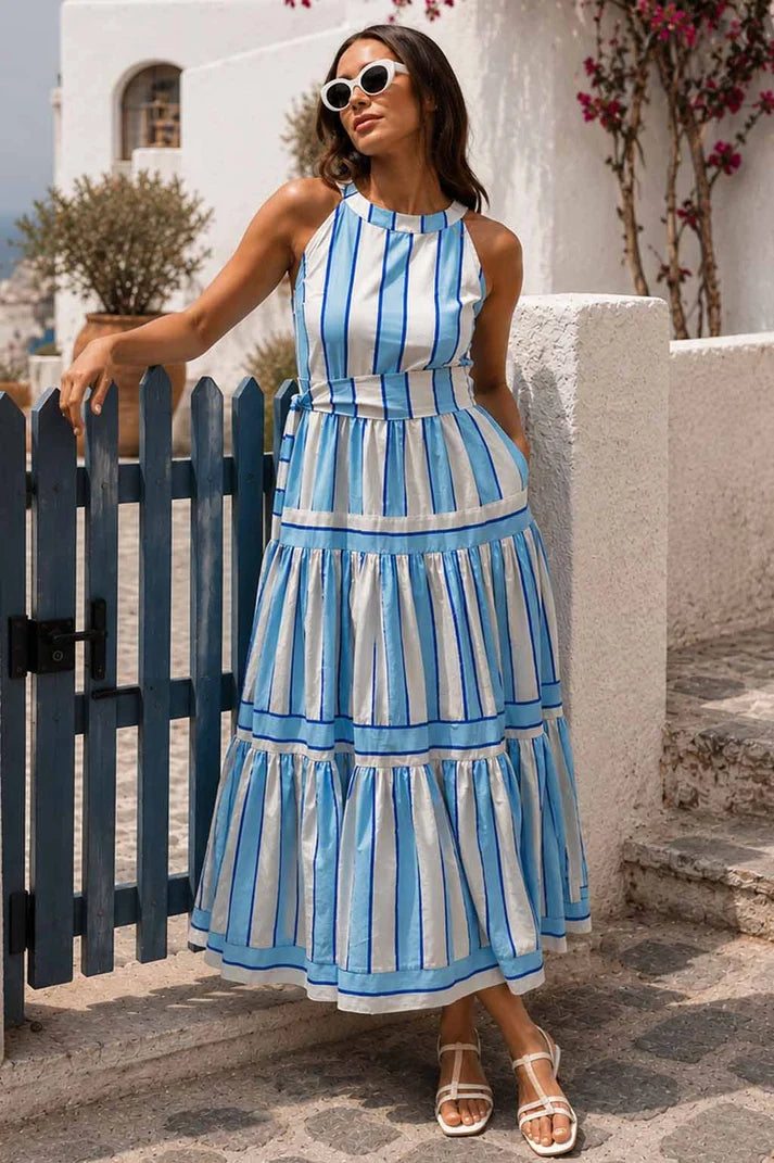 Esme Dress Blue Stripe