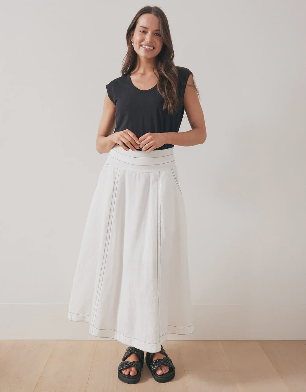 Dakota Linen Skirt White