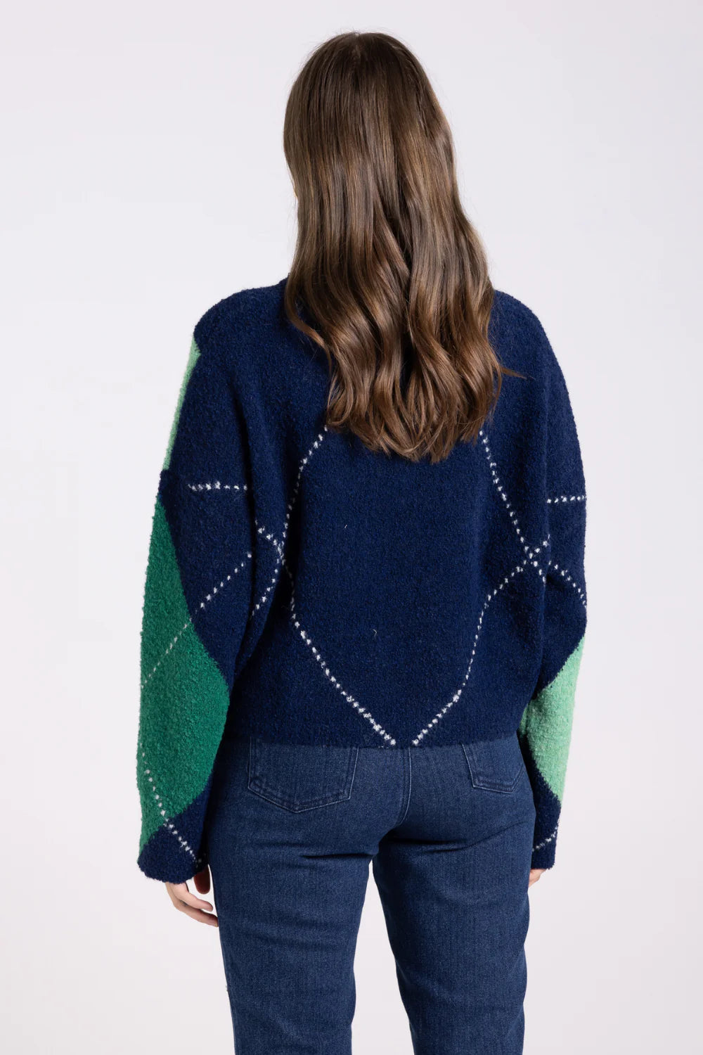 High V Neck Sweater Diamond Navy