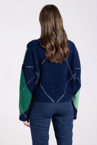 High V Neck Sweater Diamond Navy