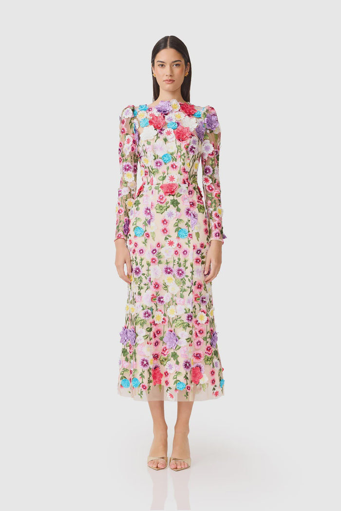 Rosette L/S Midi Dress