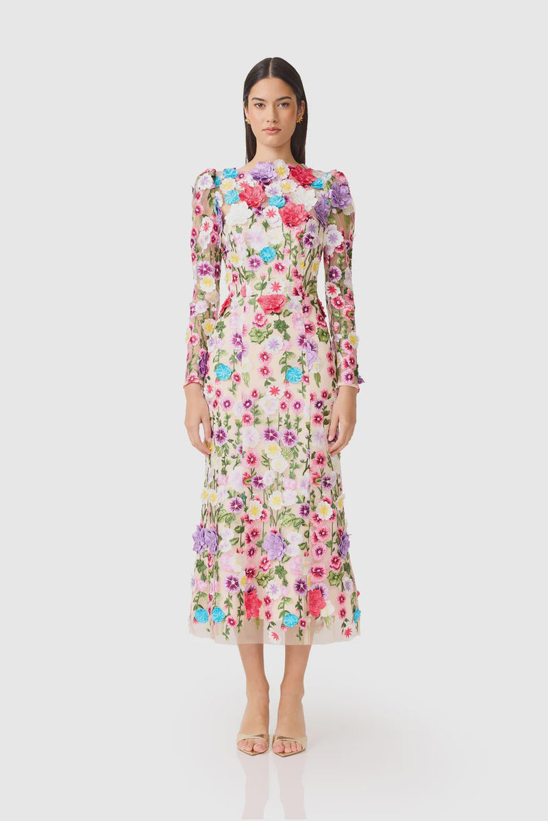 Rosette L/S Midi Dress