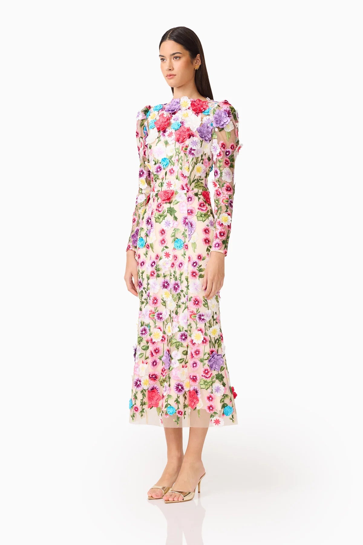 Rosette L/S Midi Dress