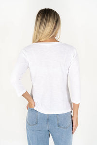 Stella V Neck Long Sleeve Tee White