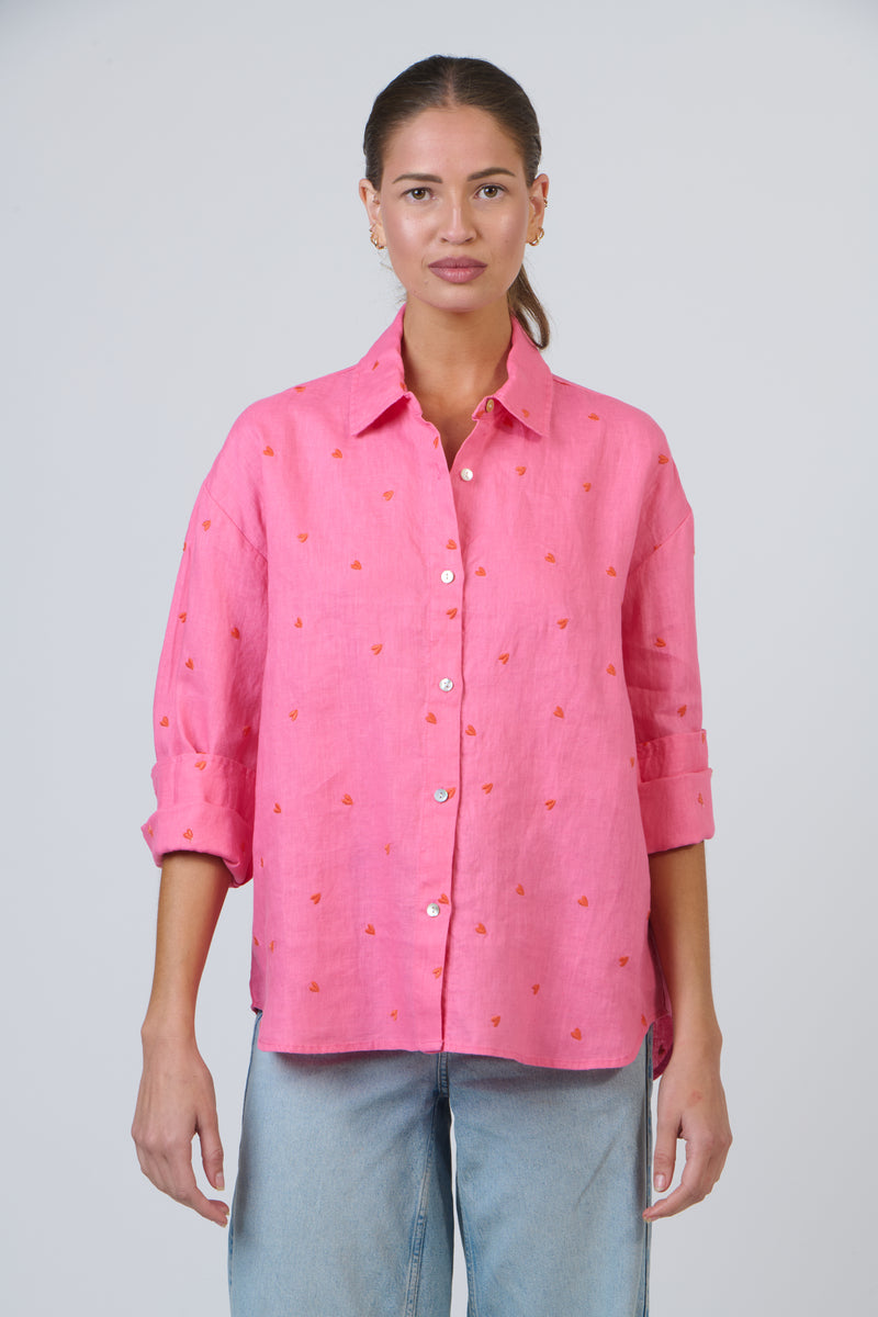Amour Linen Shirt Pink