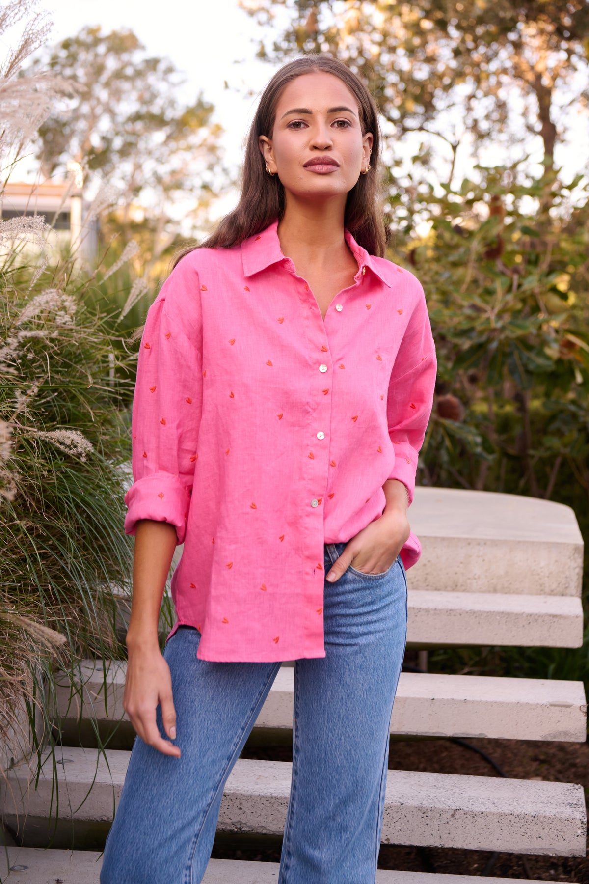 Amour Linen Shirt Pink