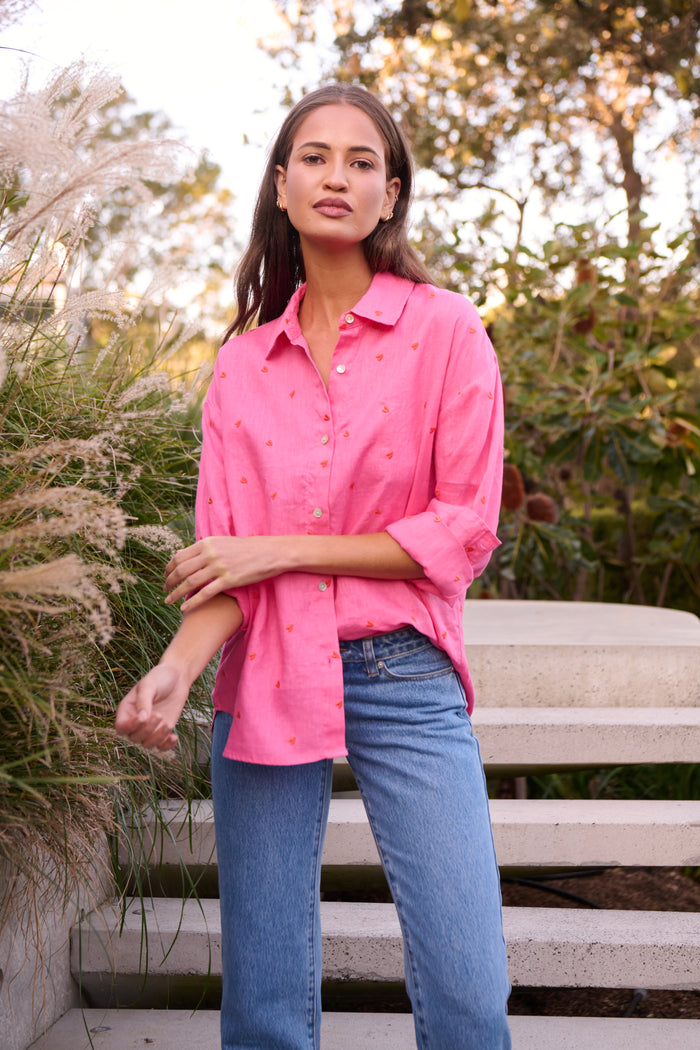 Amour Linen Shirt Pink