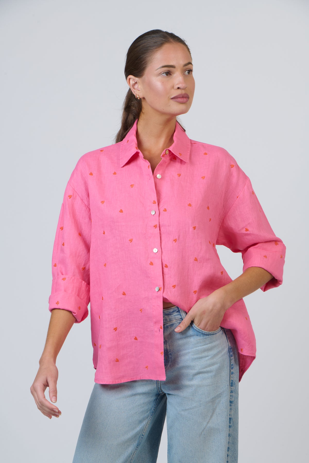 Amour Linen Shirt Pink