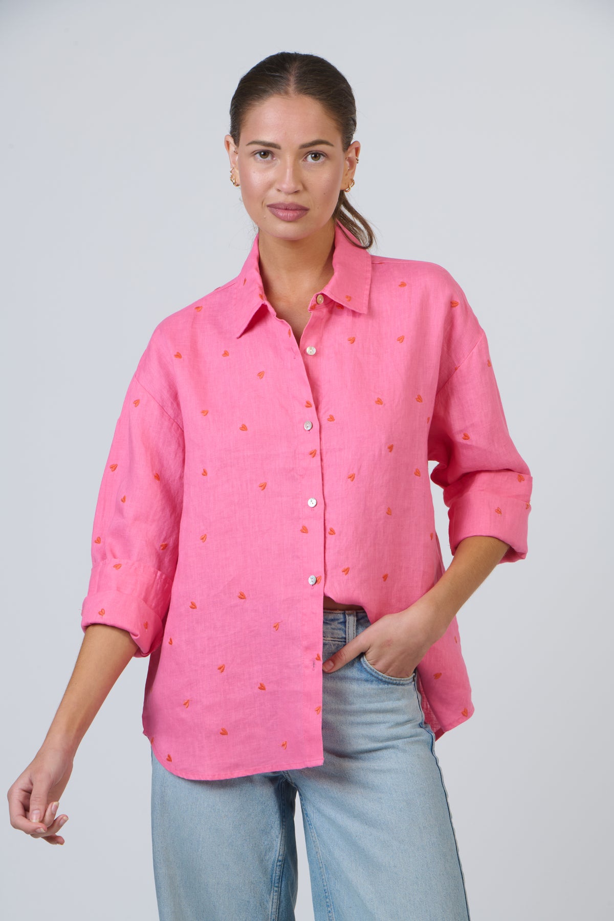 Amour Linen Shirt Pink