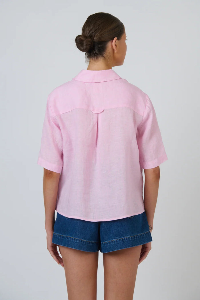 Bonbon S/S  Linen Shirt Pink
