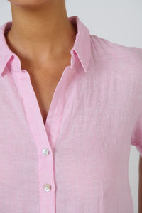 Bonbon Linen Shirt Dress Pink