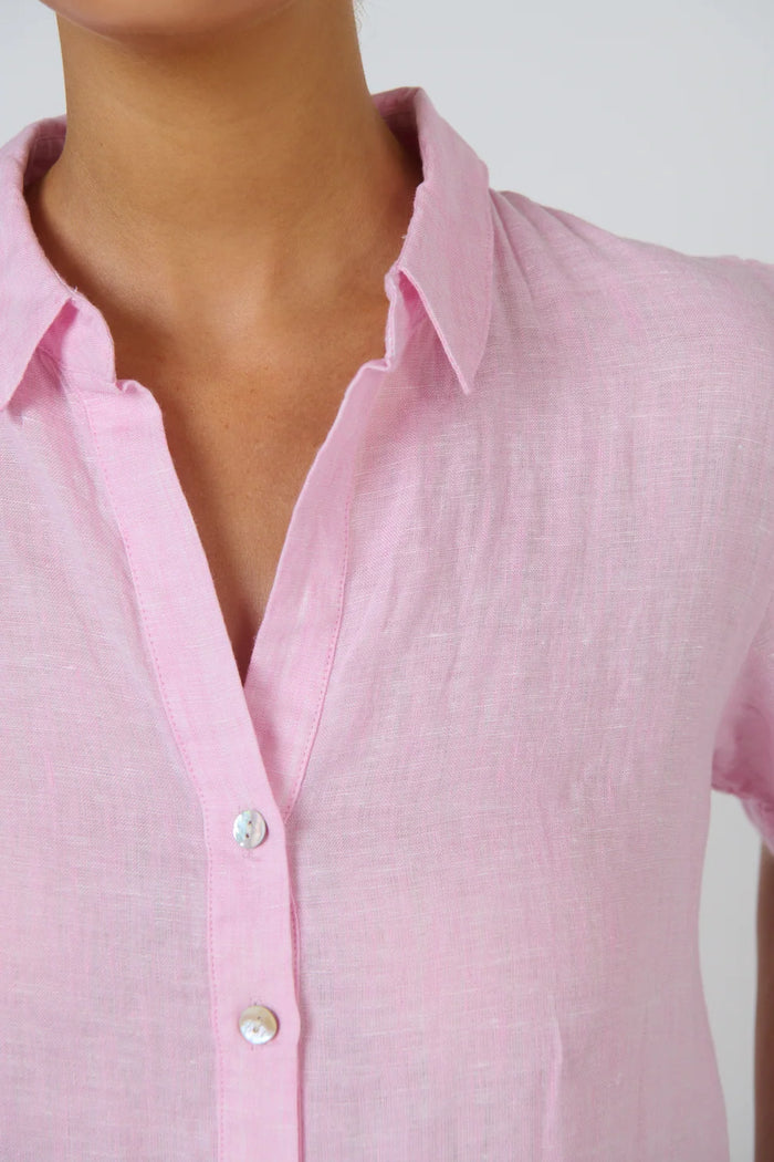 Bonbon Linen Shirt Dress Pink