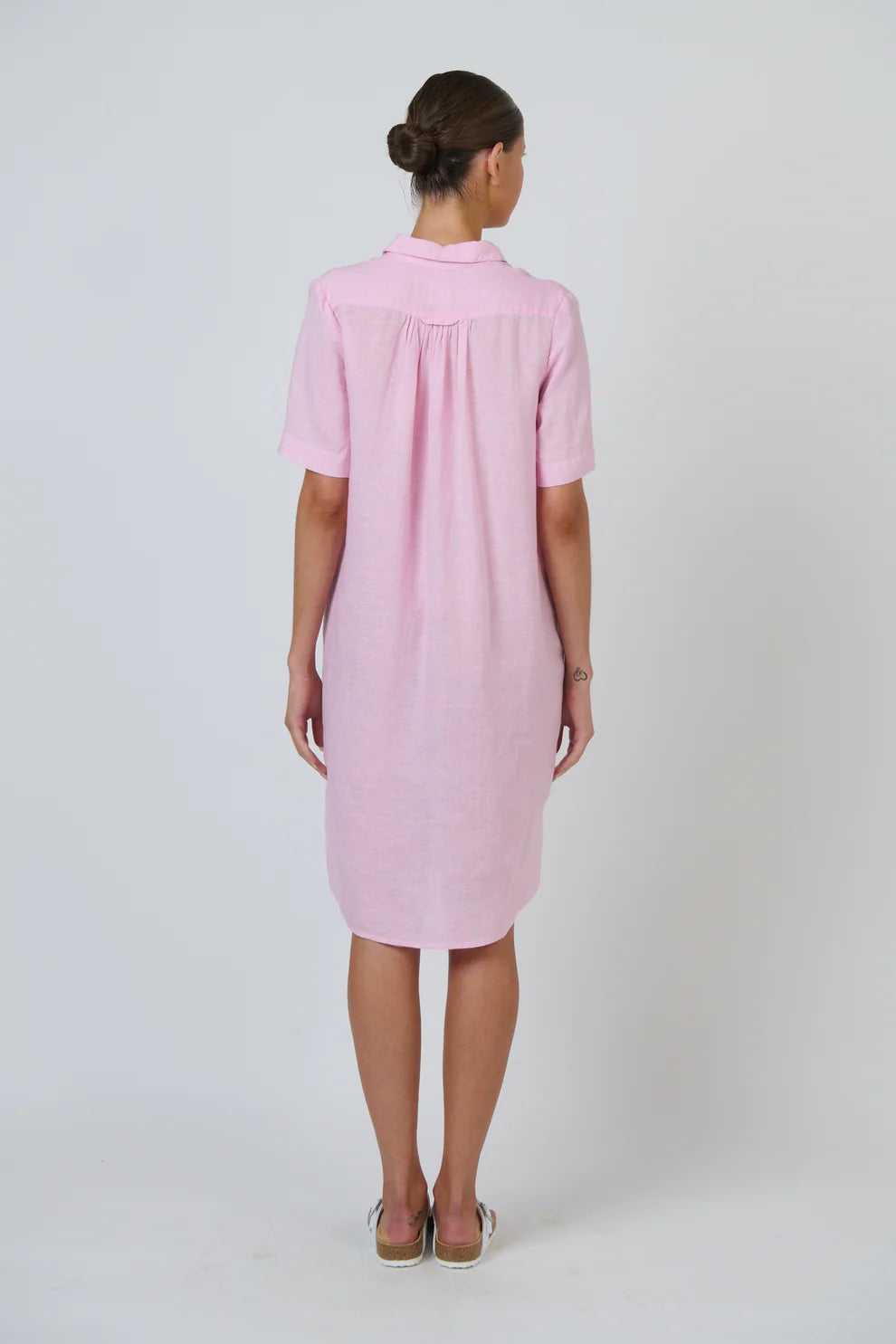 Bonbon Linen Shirt Dress Pink