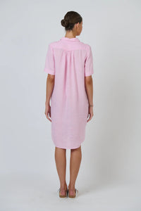 Bonbon Linen Shirt Dress Pink