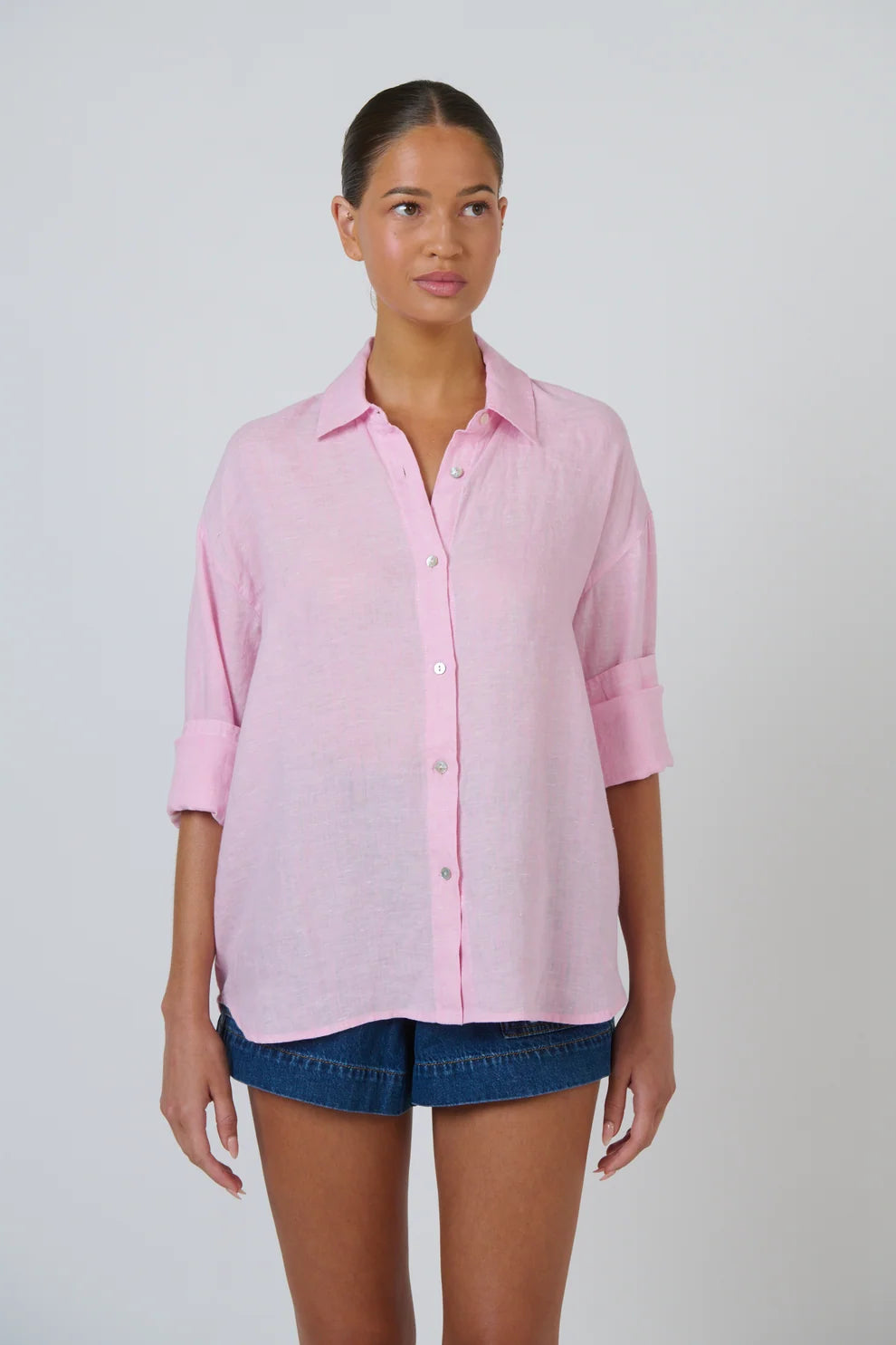 Bonbon L/S Linen Shirt Pink