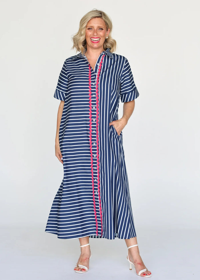 Ella Dress Navy Stripe