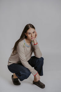 Contrast Trim Jumper Oat