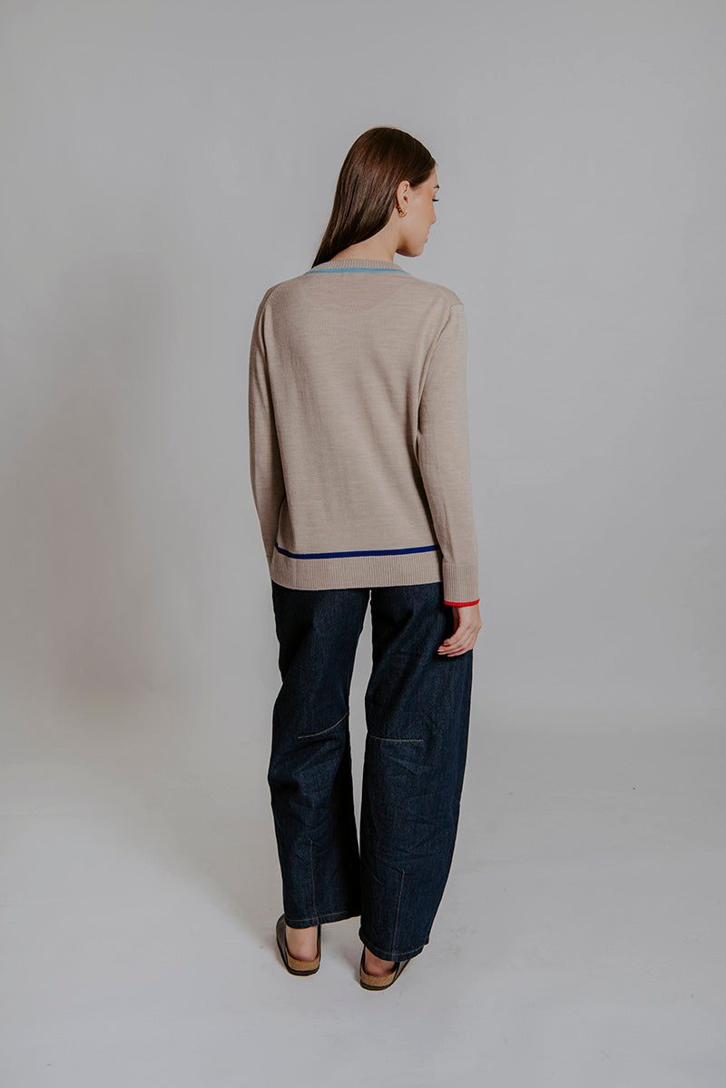 Contrast Trim Jumper Oat