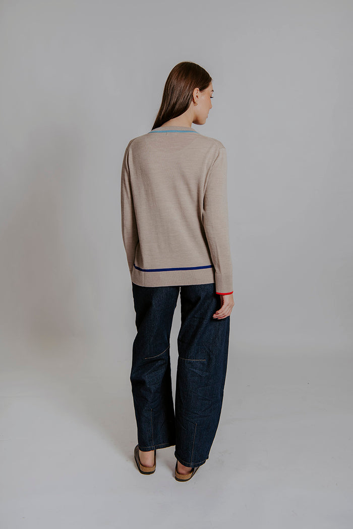 Contrast Trim Jumper Oat