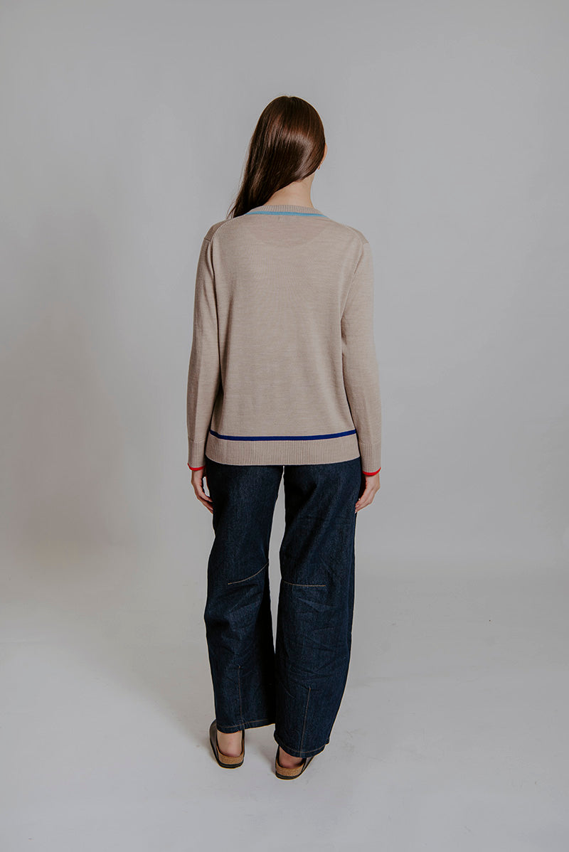 Contrast Trim Jumper Oat