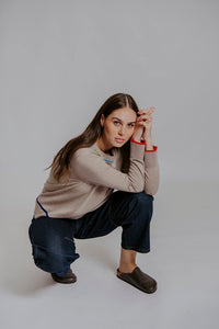 Contrast Trim Jumper Oat