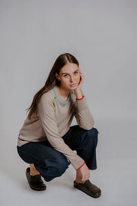 Contrast Trim Jumper Oat