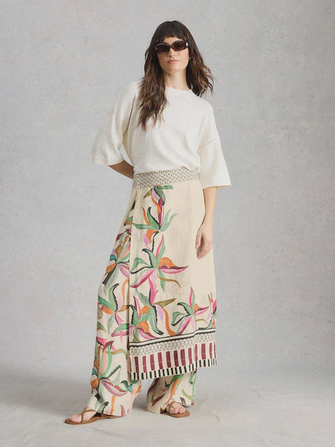 Alba Linen Wrap Skirt Print