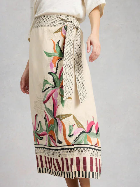 Alba Linen Wrap Skirt Print