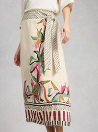 Alba Linen Wrap Skirt Print