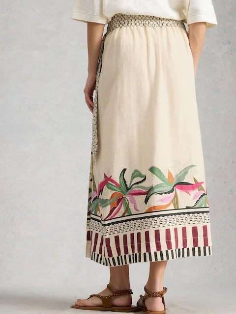 Alba Linen Wrap Skirt Print