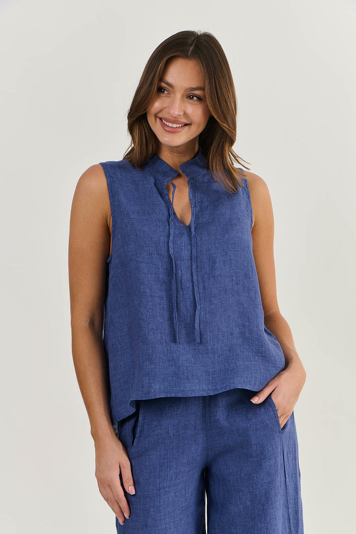 Linen Sleeveless Top Delta