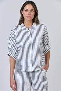 Blueberry Stripe Linen Blouse