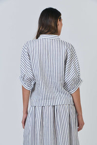 Blueberry Stripe Linen Blouse
