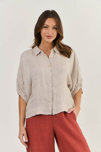 Linen Button Top Dune