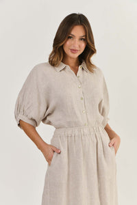 Linen Button Top Dune