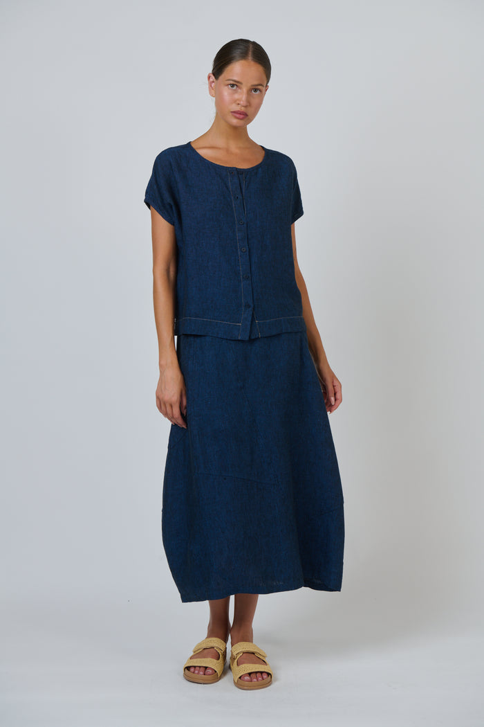 GA736 Linen Skirt Eclipse