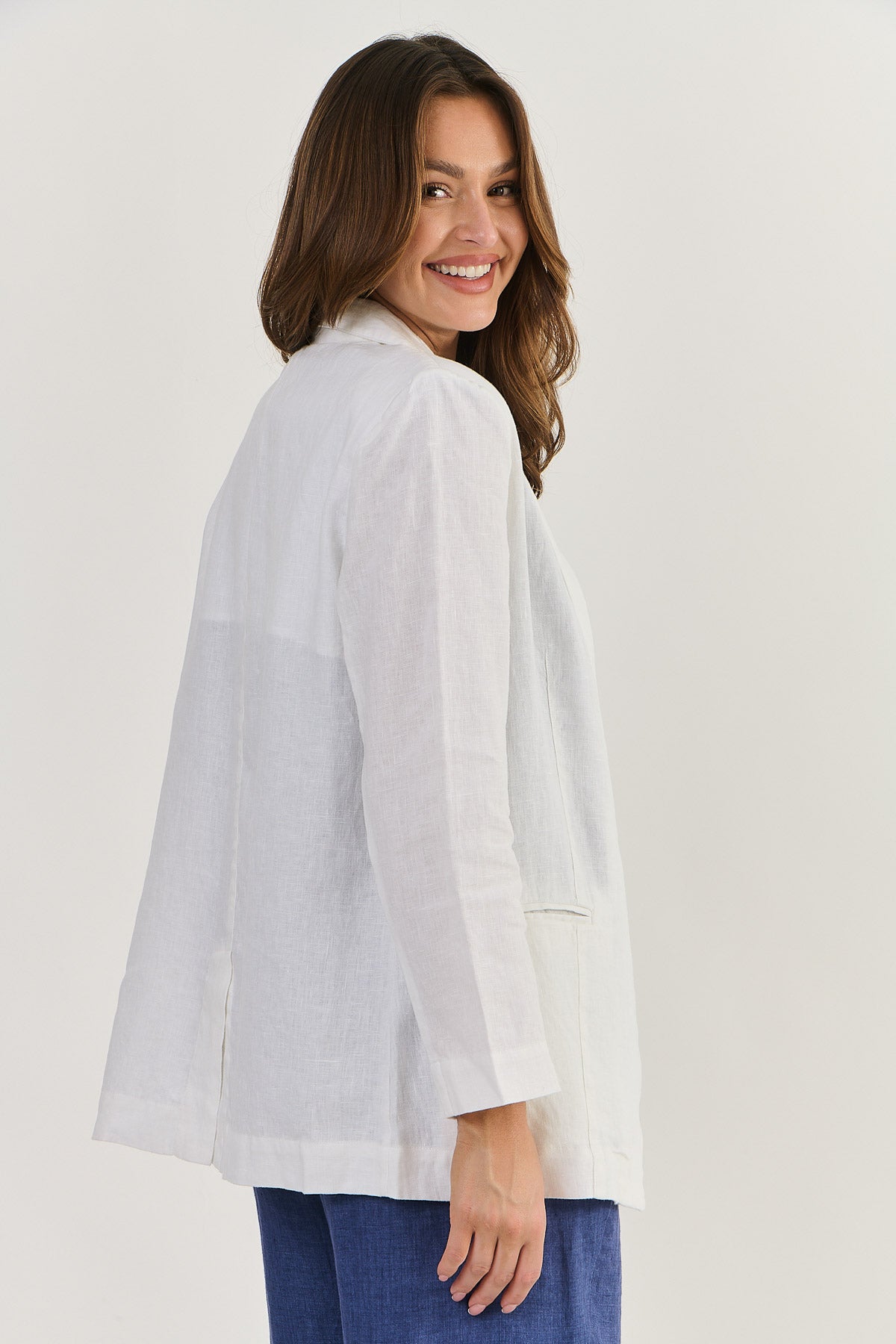 Linen Tux Jacket White