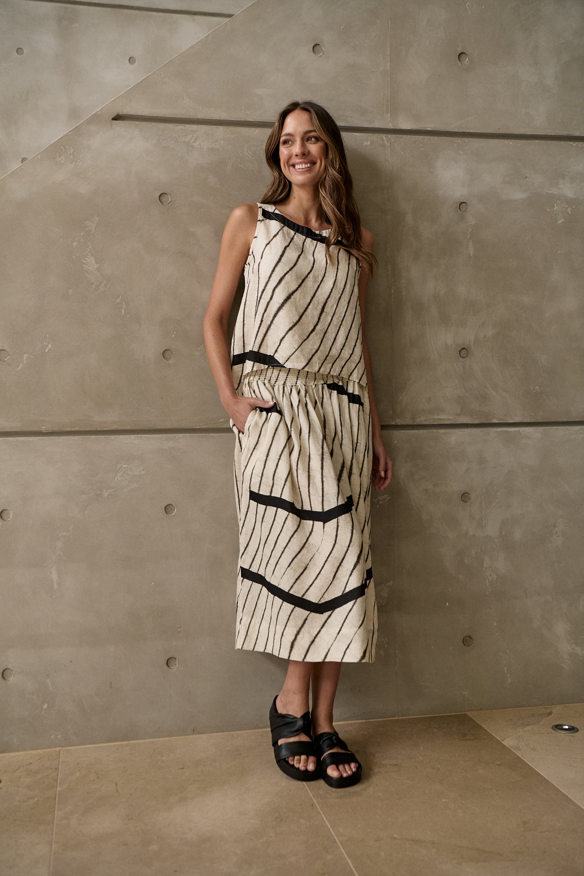 Isobars Ribbon Tie Linen Top