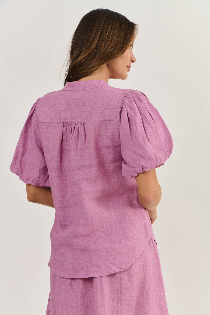 Puff Linen Top Fig