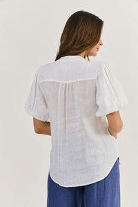 Puff Linen Top White