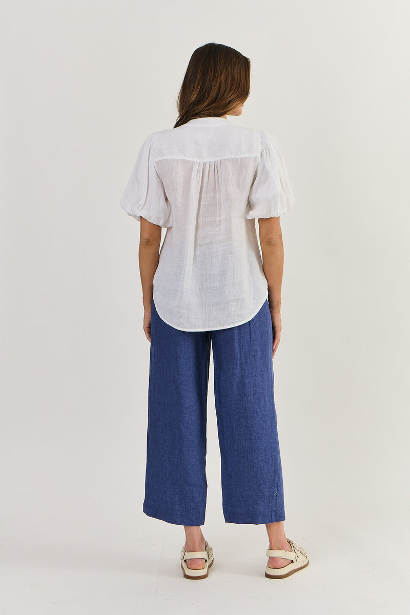 Puff Linen Top White