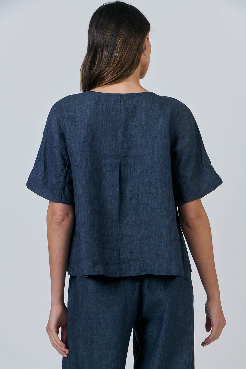 Poseidon Round Neck Linen Top