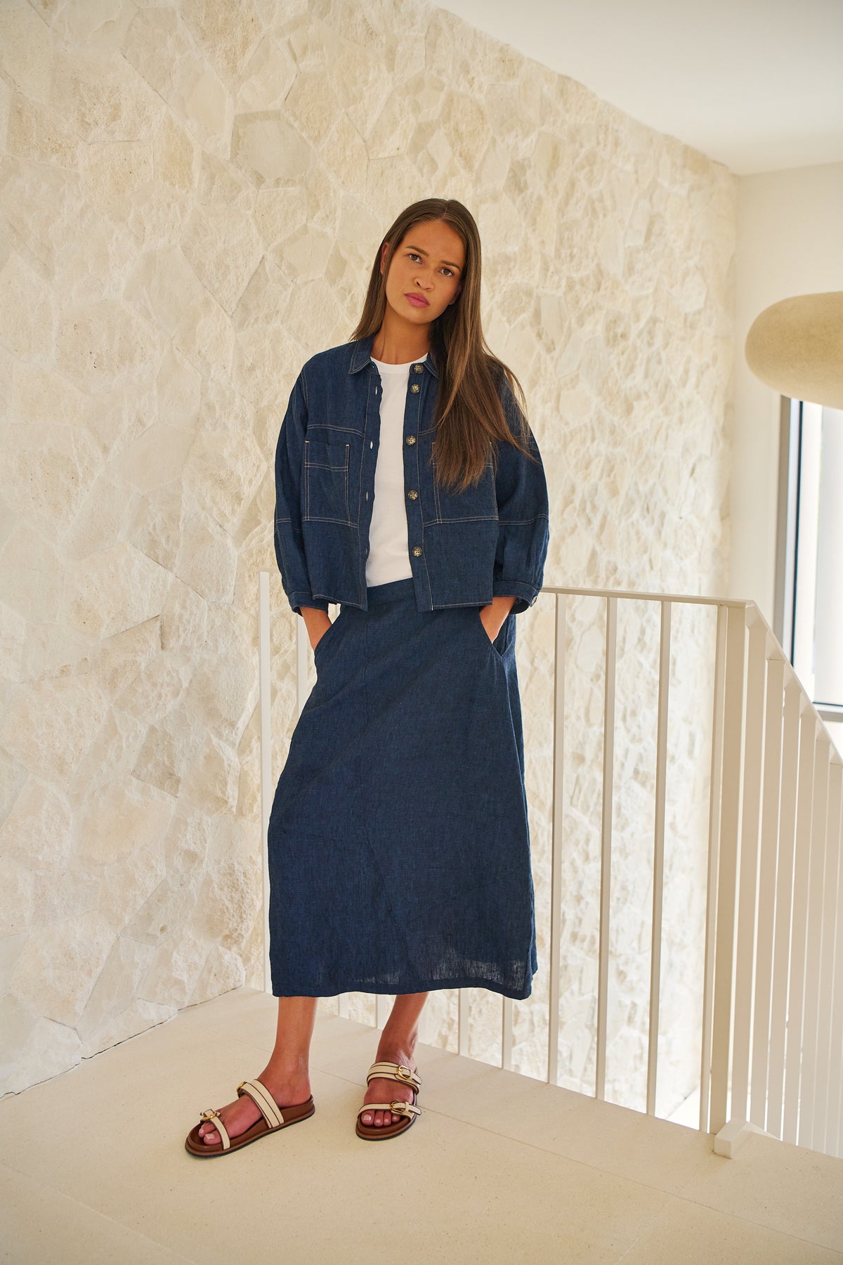 GA736 Linen Skirt Eclipse
