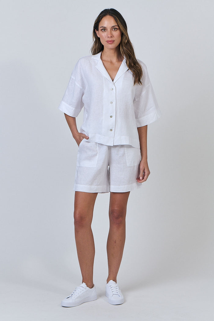 Crisp White Linen Shirt
