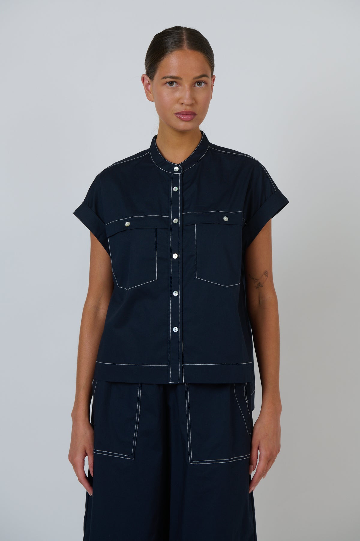 GA734 Poplin Top Ink