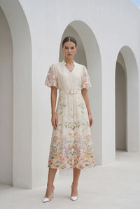 Louetta Dress Beige Print