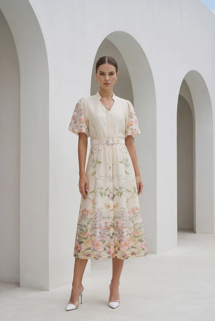 Louetta Dress Beige Print
