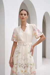 Louetta Dress Beige Print